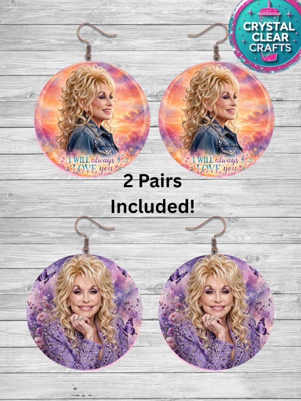 Two Pairs of Dolly Parton Earrings